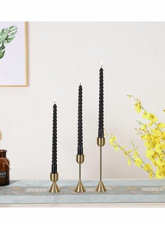 Excefore Brass Gold Candlestick Holder - Set of 3 Taper Candle Holder, Vintage Decorative Centerpiece for Table Mantel Wedding Housewarming Gift  - Image 4