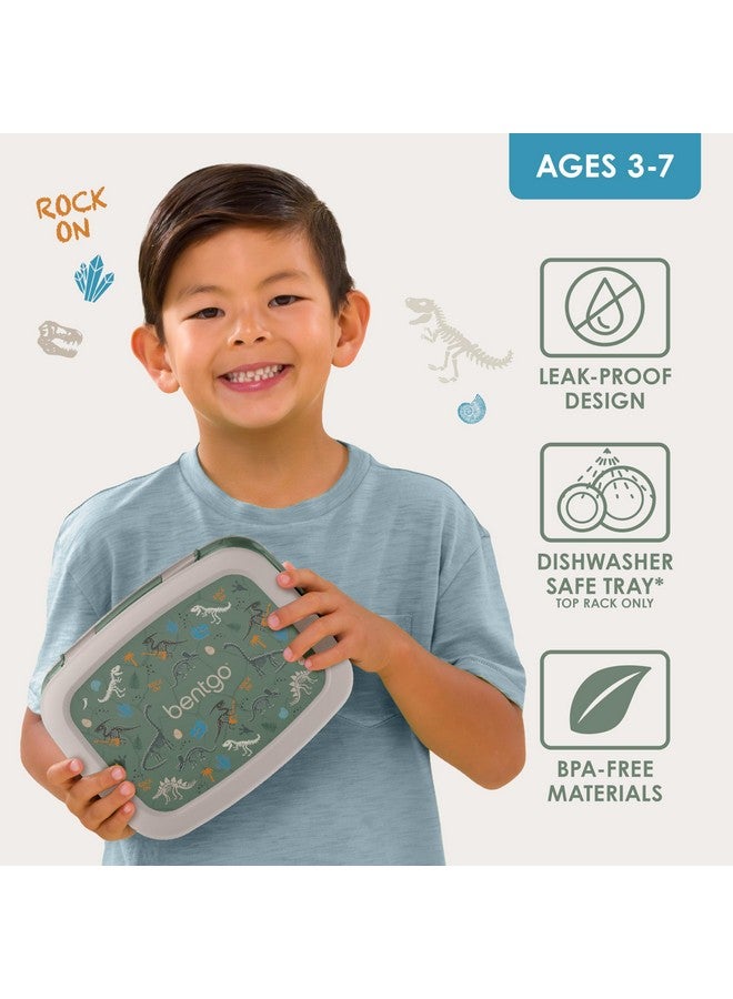 بنتجو صندوق غداء للأطفال من Bentgo Kids Prints، مقاوم للتسرب، بخمسة أقسام، بتصميم بينتو - أحجام مثالية للحصص للأعمار من 3 إلى 7 سنوات، متين، مقاوم للسقوط، آمن للاستخدام في غسالة الأطباق، ومصنوع من مواد خالية من مادة BPA (Dino Fossils) - Image 3