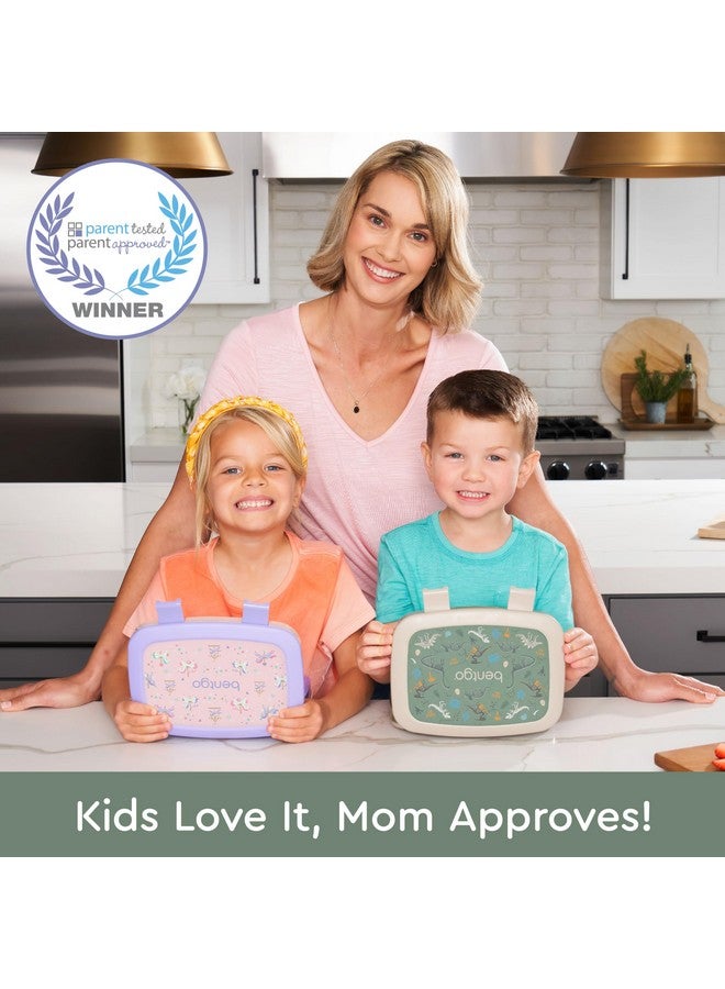 بنتجو صندوق غداء للأطفال من Bentgo Kids Prints، مقاوم للتسرب، بخمسة أقسام، بتصميم بينتو - أحجام مثالية للحصص للأعمار من 3 إلى 7 سنوات، متين، مقاوم للسقوط، آمن للاستخدام في غسالة الأطباق، ومصنوع من مواد خالية من مادة BPA (Dino Fossils) - Image 2