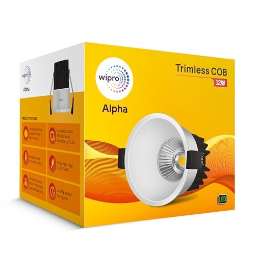 Wipro 12w Alpha Trimless COB | Warm White (2700K) | Aluminium PDC Heat Sink | Sharp Beam Angle with Reflector for Home, Office and Store Cabinet Display | Pack of 1 - Image 2