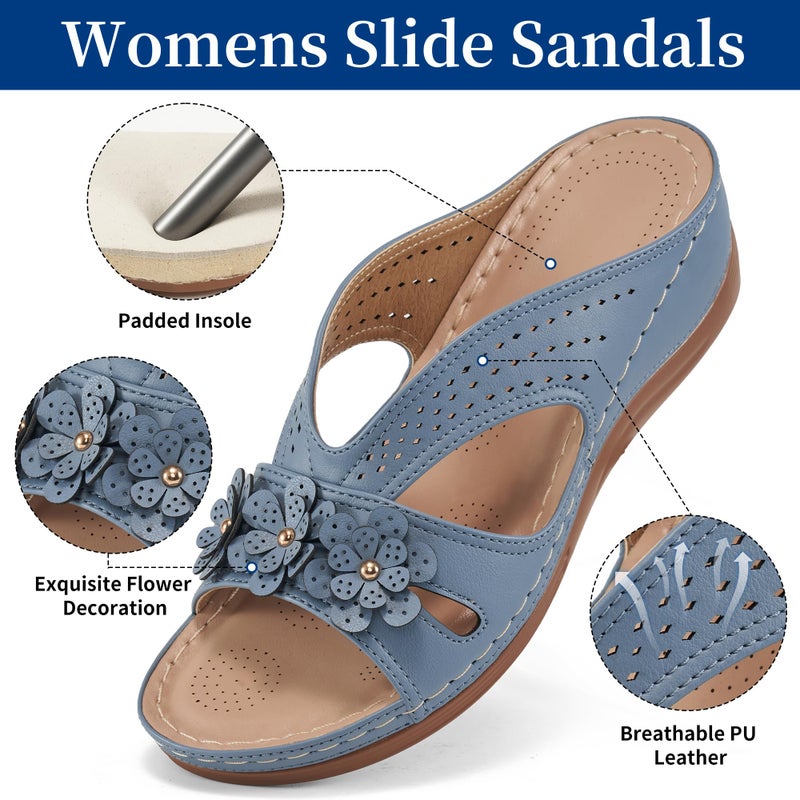 Ecetana Sandals for Women Wedge Shoes: Slip On Dressy Summer Comfortable Slides Sandals 2026 Casual Memory Foam Platform Shoes - Image 4
