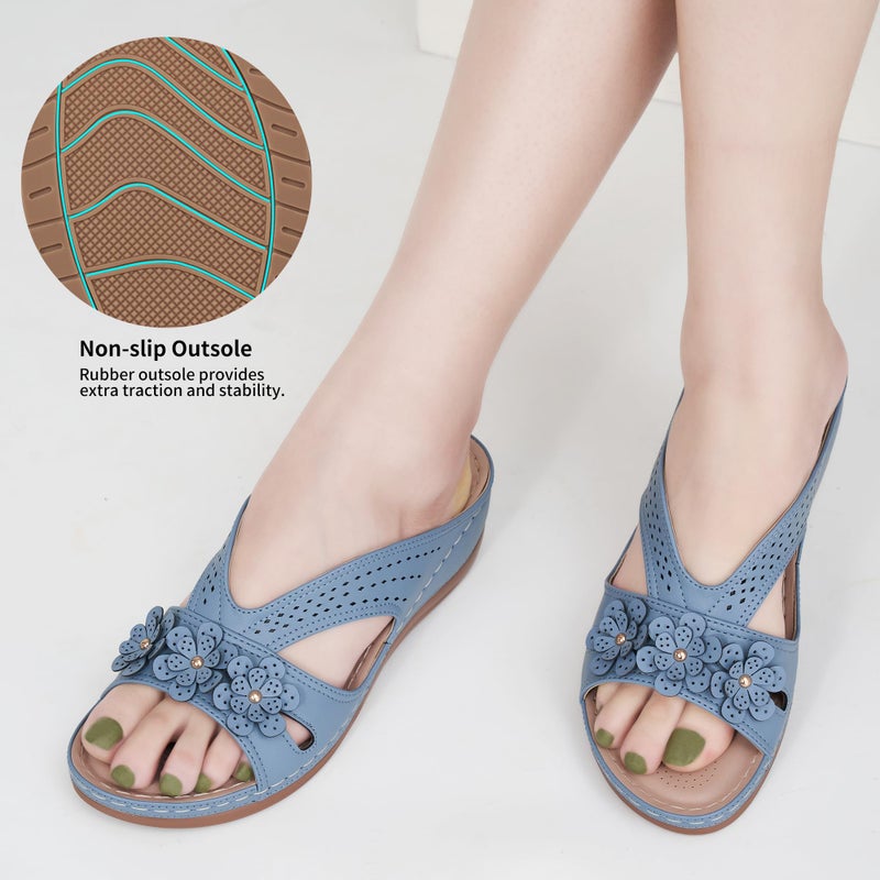 Ecetana Sandals for Women Wedge Shoes: Slip On Dressy Summer Comfortable Slides Sandals 2026 Casual Memory Foam Platform Shoes - Image 5