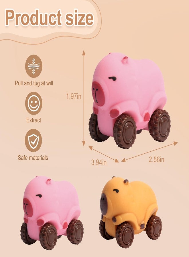 Aruytps 2Pack Squishy Capybara Car Toys Brown and Pink, Super Fun Animal Squeeze Stretchable Fidget Cars Vehicle, Stress Relief Sensory Fidget Toys Car Stress Balls Party Favors for Kids Adults - Image 4