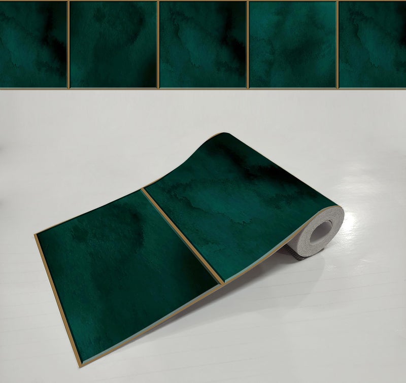 WallDesign Bottle Green Tile Sticker - 25 Self-Adhesive Tiles for Decoration of Kitchen, Bathroom, Furniture, Door, Floor - 4.8 in X 10 Ft Durable Vinyl Film - Image 1