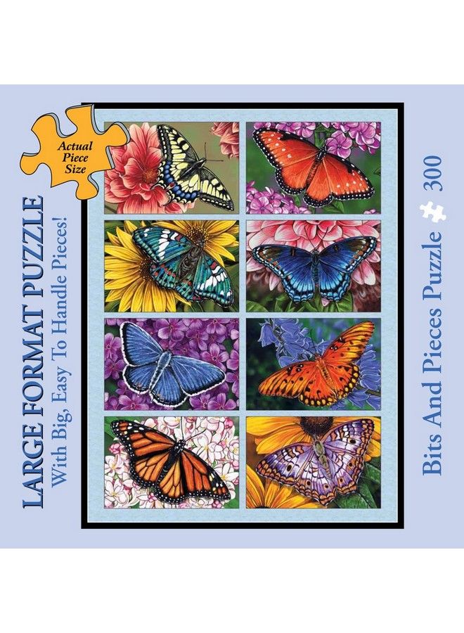 Bits and Pieces 300 Large Piece Jigsaw Puzzle For Adults Butterflies And Blooms Butterflies Quilt By Artist Marilyn Barkhouse 300 Pc Jigsaw - Image 3