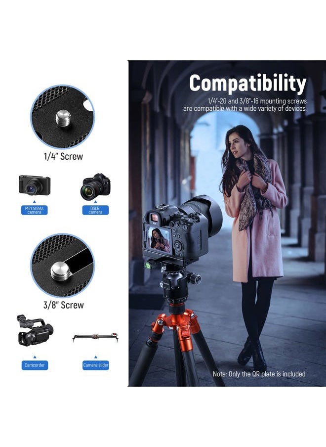 Neewer - Quick Release Plate with Clamp Adapter Set, 120mm QR Plate with Clamp, 3/8"&1/4" Screw, Bubble Level, 3/8” to 1/4” Screw Adapter, Compatible with Arca Swiss Tripod Monopod Ball Head - Image 1