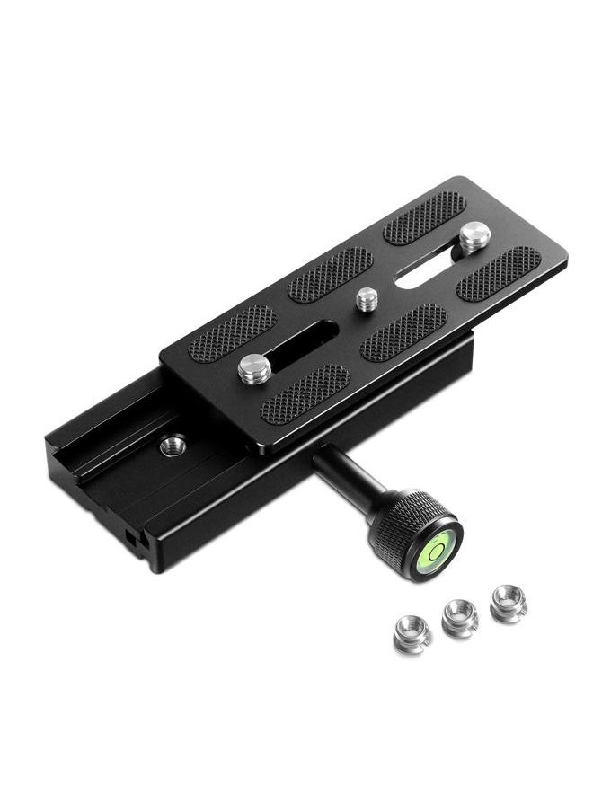 Neewer - Quick Release Plate with Clamp Adapter Set, 120mm QR Plate with Clamp, 3/8"&1/4" Screw, Bubble Level, 3/8” to 1/4” Screw Adapter, Compatible with Arca Swiss Tripod Monopod Ball Head - Image 1