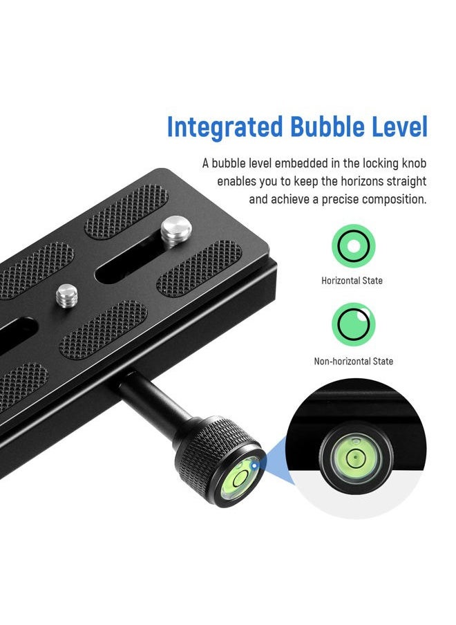 Neewer - Quick Release Plate with Clamp Adapter Set, 120mm QR Plate with Clamp, 3/8"&1/4" Screw, Bubble Level, 3/8” to 1/4” Screw Adapter, Compatible with Arca Swiss Tripod Monopod Ball Head - Image 1