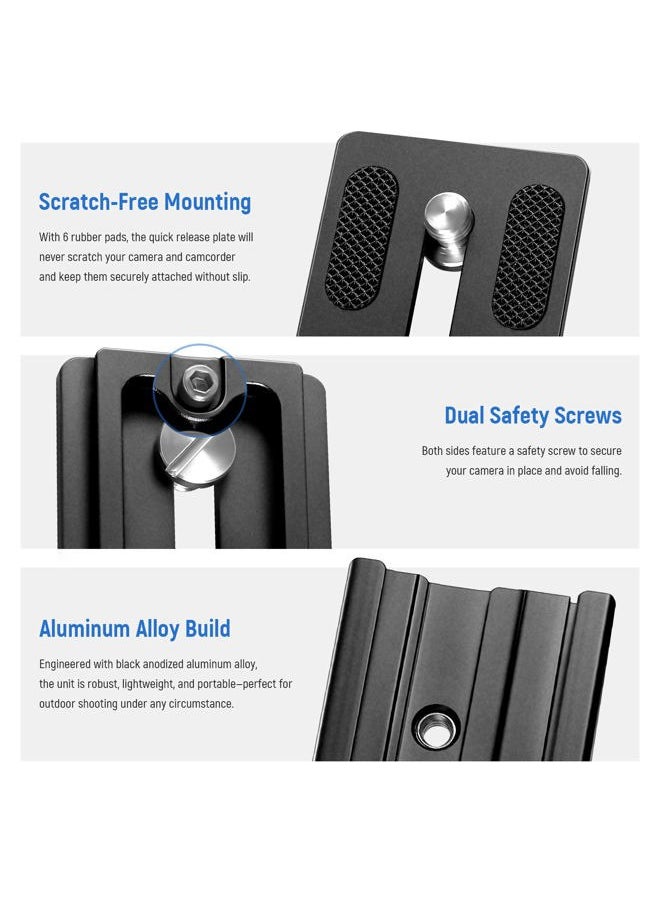 Neewer - Quick Release Plate with Clamp Adapter Set, 120mm QR Plate with Clamp, 3/8"&1/4" Screw, Bubble Level, 3/8” to 1/4” Screw Adapter, Compatible with Arca Swiss Tripod Monopod Ball Head - Image 1