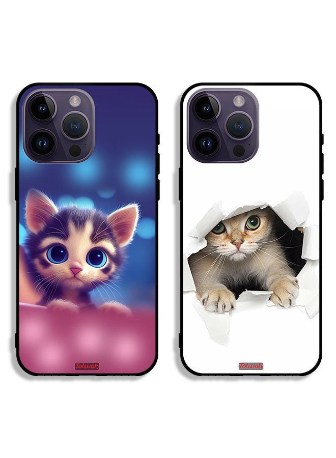 Tolwak Two Cases For Apple iPhone 14 Pro Max Protective Covers Cat Appearing Little Cat  - Image 1