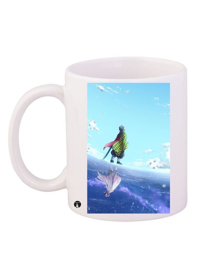 RYN Cartoon Printed Coffee Mug White/Blue/Green 11ounce