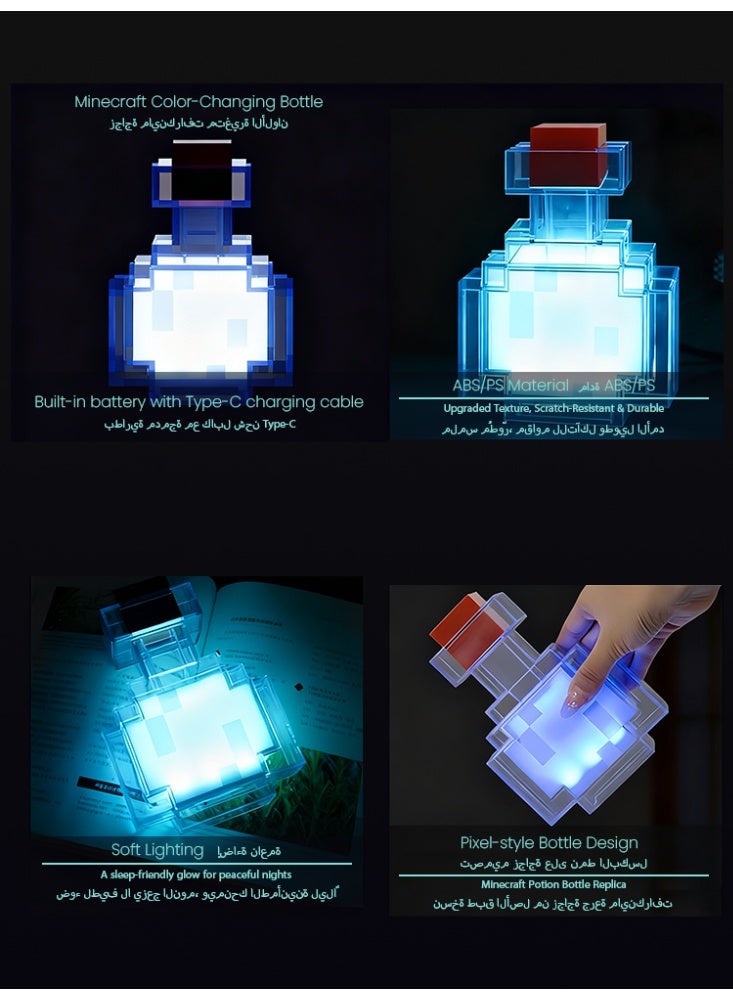 ماين كرافت مصباح طاولة LED متغير اللون على شكل زجاجة جرعة ماين كرافت، إضاءة مزاجية لغرفة النوم والمكتب وغرفة المعيشة وغرفة اللعب وديكور المنزل وهدايا ألعاب الفيديو - Image 3