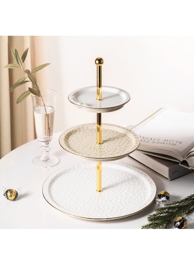SIDDIQ Asala 3-Layer Cake Serving Stand Beige Gold-ET2643 
