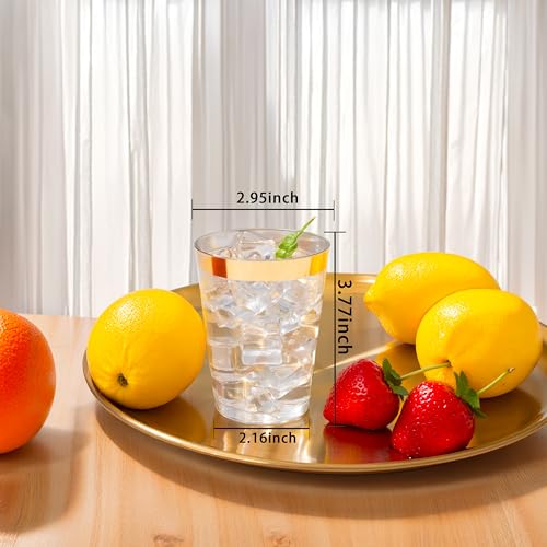 I00000 200 Pack Gold Plastic Cups, 10 oz Clear Plastic Cups Gold Rimmed Disposable Wine Glasses Fancy Disposable Party Cups Wedding Cups Drinking Tumblers Plastic Cocktail Glasses with Gold Rim - Image 4