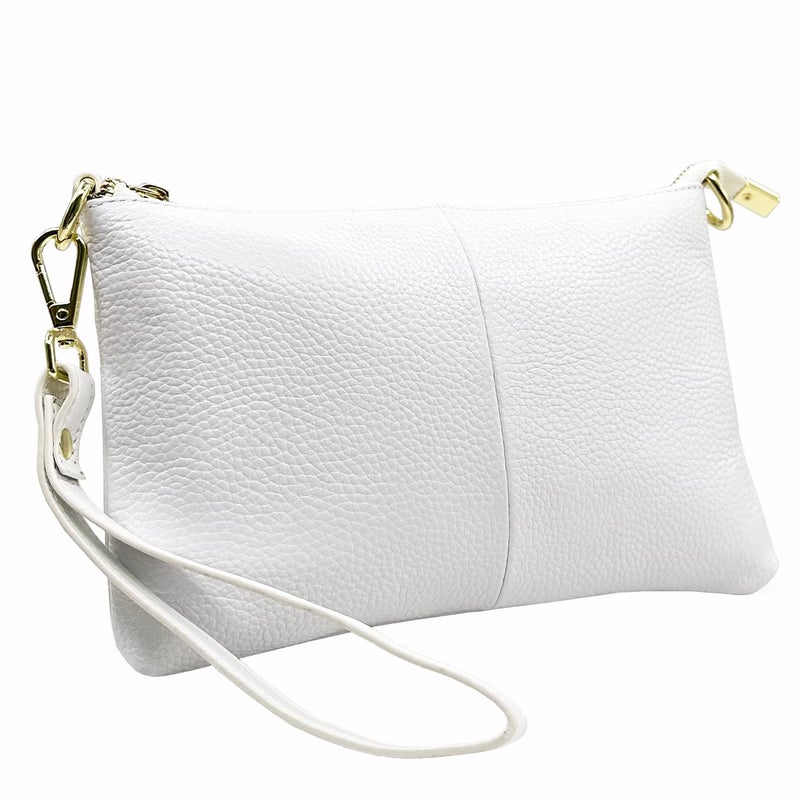 Beurlike Leather Wristlet Wallet Clutch Purses For Women Small Crossbody Phone Bags(White) - Image 1