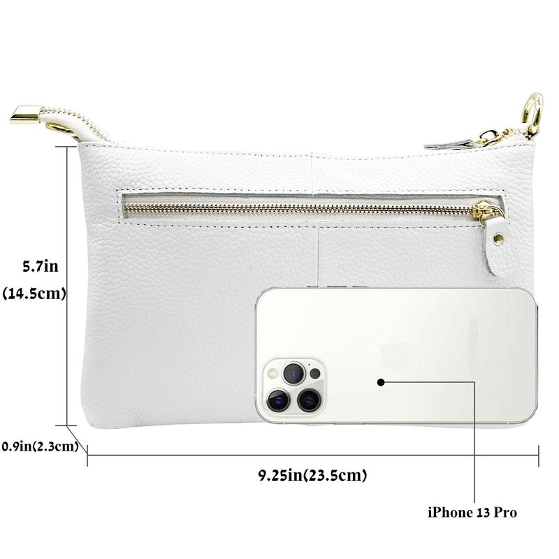 Beurlike Leather Wristlet Wallet Clutch Purses For Women Small Crossbody Phone Bags(White) - Image 3