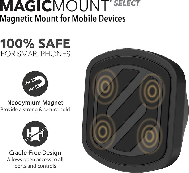 Scosche MMSD-XCES0 MagicMount Select Magnetic Mini Vertical Phone Holder, GPS Dash Mount, 360 Degree Adjustable Head, Black - Image 4