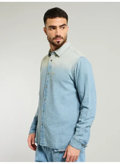 Beyoung Light Blue Ombre Denim Shirt For Men