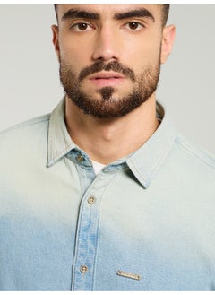 Beyoung Light Blue Ombre Denim Shirt For Men  - Image 5