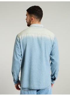 Beyoung Light Blue Ombre Denim Shirt For Men  - Image 2