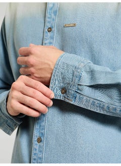 Beyoung Light Blue Ombre Denim Shirt For Men  - Image 4