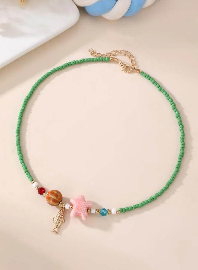 Take Two  Girls Multi-Color Starfish and Fish Charm Beaded Necklace for Women | Best Price UAE