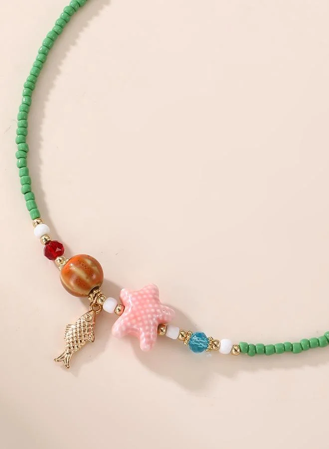 Take Two  Girls Multi-Color Starfish and Fish Charm Beaded Necklace for Women | Best Price UAE