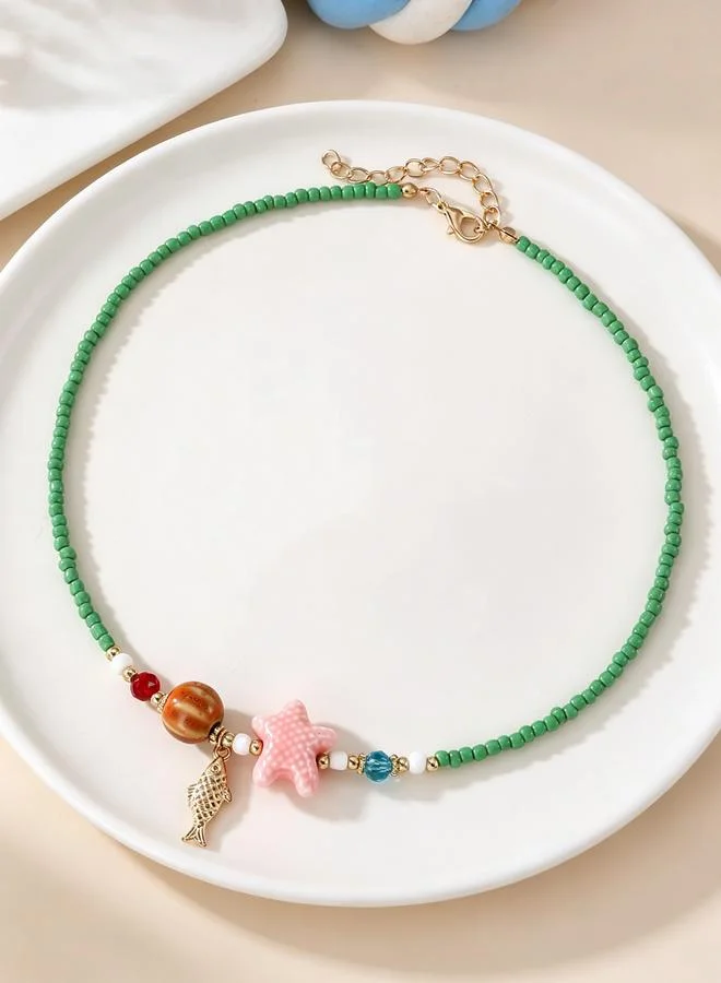 Take Two  Girls Multi-Color Starfish and Fish Charm Beaded Necklace for Women | Best Price UAE