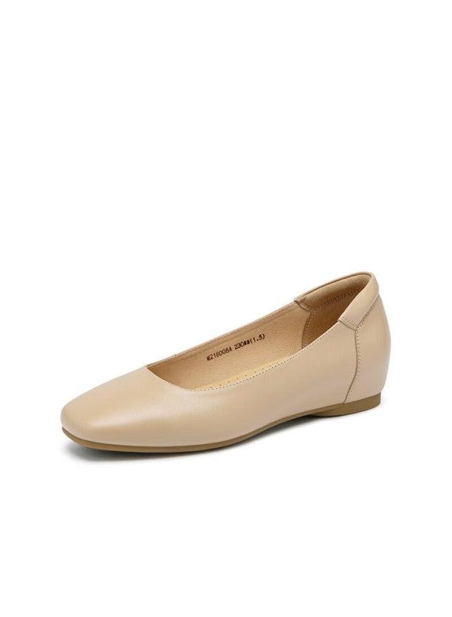 Satchi Women's Soft Cowhide Professional Flats Spring New Small Wedge Heel Comfortable Casual Mom Shoes