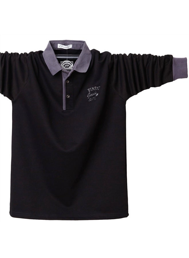 Fashion Autumn Men's Business Casual Cotton Polo Shirt Solid Embroidered Long Sleeve Men's Polo Shirt - Image 1
