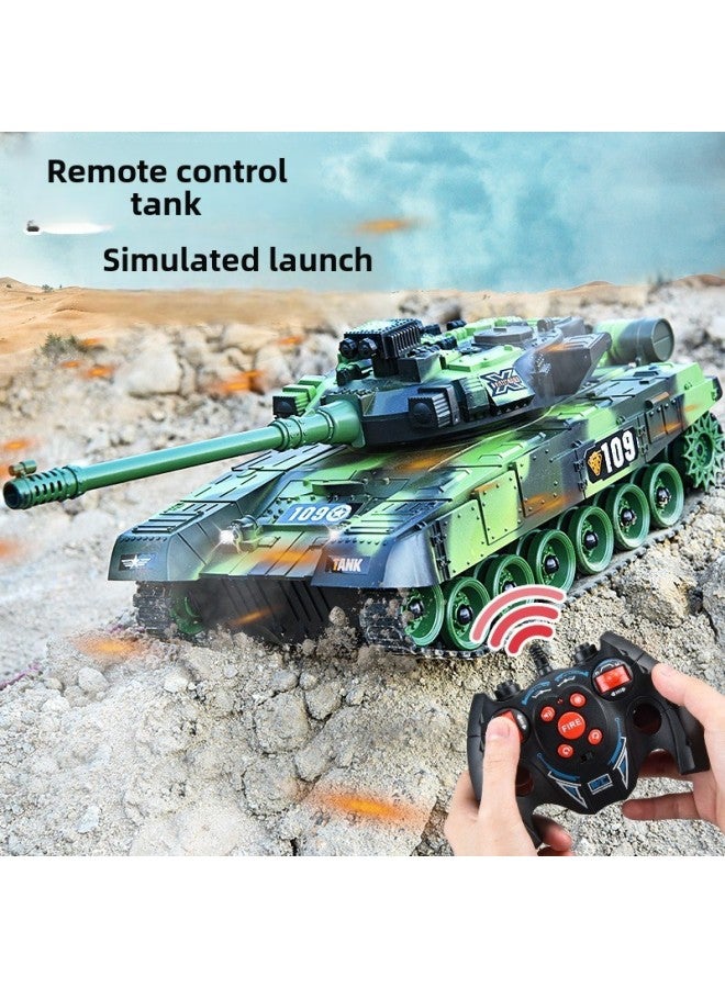 Large Remote Control Tank Car Crawler Children's Charging Electric Off-road Tiger Armored Car Model Gifts-Color:9-way 2.4g Tiger Tank Classic Blue-Battery Rotation - Image 2