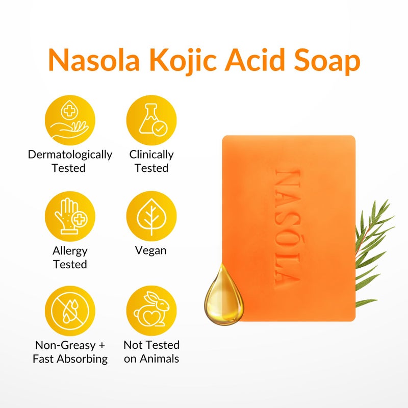Nasola Kojic Acid Soap for Skin Clarifying, Complexion Revitalization, Radiance Boosting, Face & Body, Underarm & Armpit - Image 4