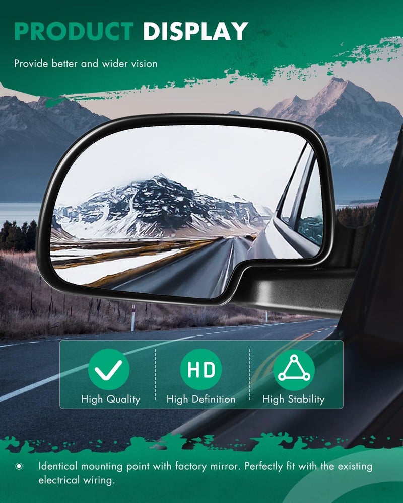 SCITOO مرآة رؤية جانبية للسائق تناسب 1999-2007 لشيفروليه سيلفرادو بيك أب 2001-2006 لتاهو لجيمس سييرا بيك أب لجيمس يوكون XL مرآة GM1320230 - Image 5