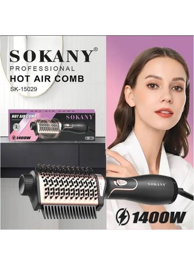 سوكاني SK-15029 فرشاة تجفيف وتمليس الشعر الاحترافية 3 في 1، بقوة 1400 واط، تجفيف سريع، تمليس وفك تشابك الشعر، تقنية متطورة لشعر ناعم ولامع، تصميم مريح لتصفيف سهل في المنزل أو الصالون، مناسبة لجميع أنواع الشعر - Image 4