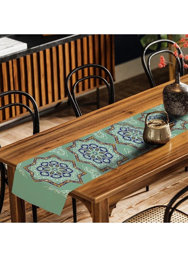 NIBEMINENT Eid Mubarak Table Runner Linen Table Runner 13x70 inches, Star Moon Table Runner, Ramadan Decoration Home Dinning Room Decoration  - Image 4