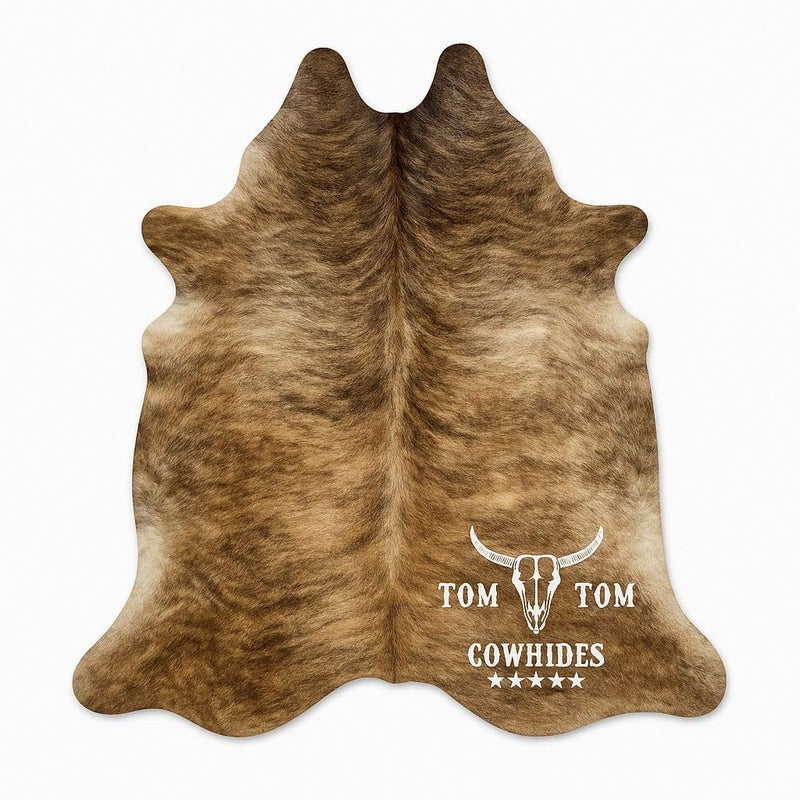 TOM TOM COWHIDES Tom Tom Cowhide Brindle Medium Cowhide Rug 100 Natural Leather Rugs 7 x 6 