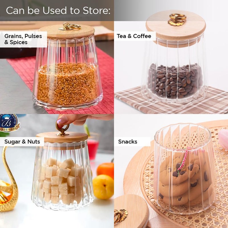 UMAI Borosilicate Glass Jar With Bamboo Lid Kitchen Organizer Items And Storage MultiUtility Leakproof Airtight Storage Jar For Cookies Snacks Tea Coffee Sugar 620 Ml Transparent - Image 4