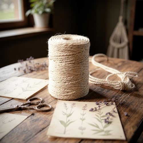 Tim Tim Agro 5mm Jute Twine, 328 Feet Braided Natural Jute Rope, Heavy Duty and Thick Twine Rope for DIY Artwork, Bundling, Home Decor, Gardening Applications, Brown (Bleached) - Image 3
