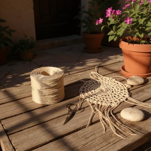Tim Tim Agro 5mm Jute Twine, 328 Feet Braided Natural Jute Rope, Heavy Duty and Thick Twine Rope for DIY Artwork, Bundling, Home Decor, Gardening Applications, Brown (Bleached) - Image 5