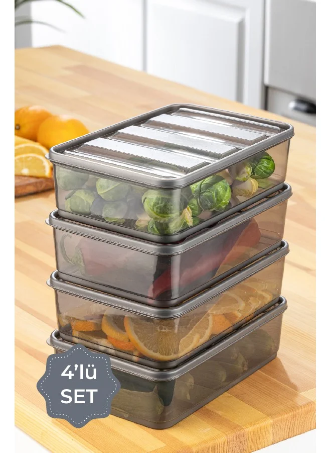 Vienev 4-Piece Bella Refrigerator Organizer 1.75 Liter Anthracite