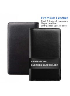 Sooez Leather Business Card Book Holder, Professional Business Cards Book Organizer, 240 Card Capacity PU Name Card Credit Cards Book Holder Booklet (Black)