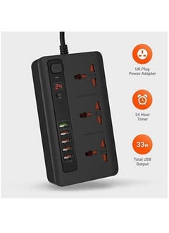 Power Socket Strip 4 USB Port 3.4A + 1 Quick Charge 3.0 with 3 Universal Power Sockets 10A Independent Power Switch with Timer, Sockets USB HUBS, Charging Station, Over Heat Protection (Black) - pzsku/Z72A478654B33AC4FC28AZ/45/_/1685016626/46caa797-1b6d-4547-9a20-37972c40c99b