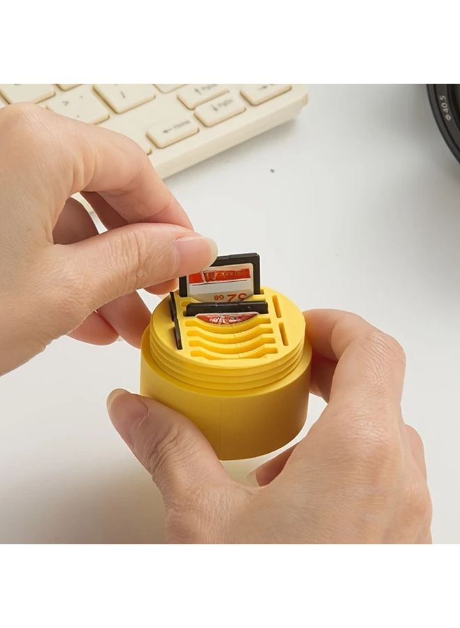 Yellow Compact 3D Printed SD Micro SD Card Case Holder For 7 SD 4 TF Cards Portable Anti Shock Dustproof Transparent Organizer - Image 3