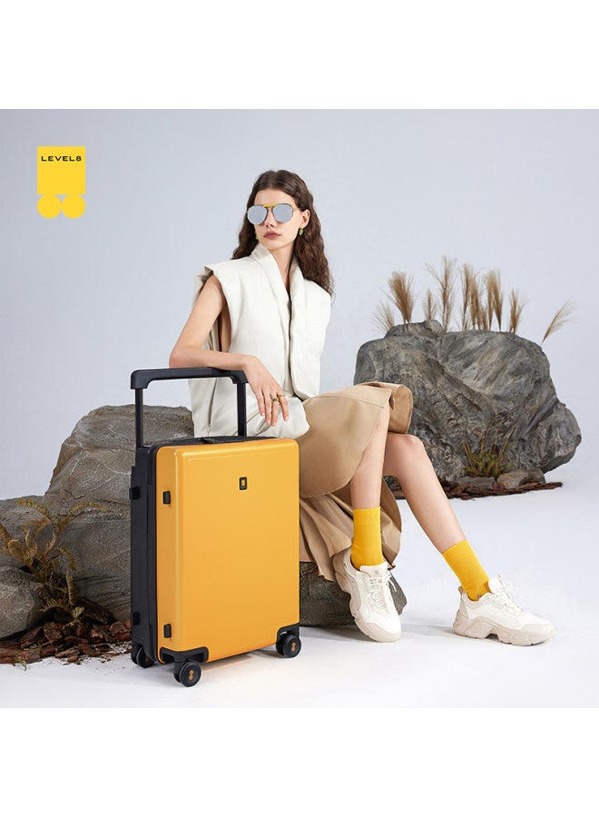 Level8 Luggage Suitcase For Men And Women, Password Lock, Trolley Case, Large Traveler, 20-inch Carry-on, Wide Handle, Pc Travel Case, Black And Yellow Color Combination - Image 1