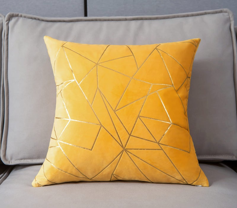 YONGLIU YONGLIU Throw Pillow Covers Velvet Decorative 2 Packs Ultra-Soft Cushion Case for Christmas Sofa Bedroom Car Living Room (Lemon Yellow  20""X20"")  - Image 2