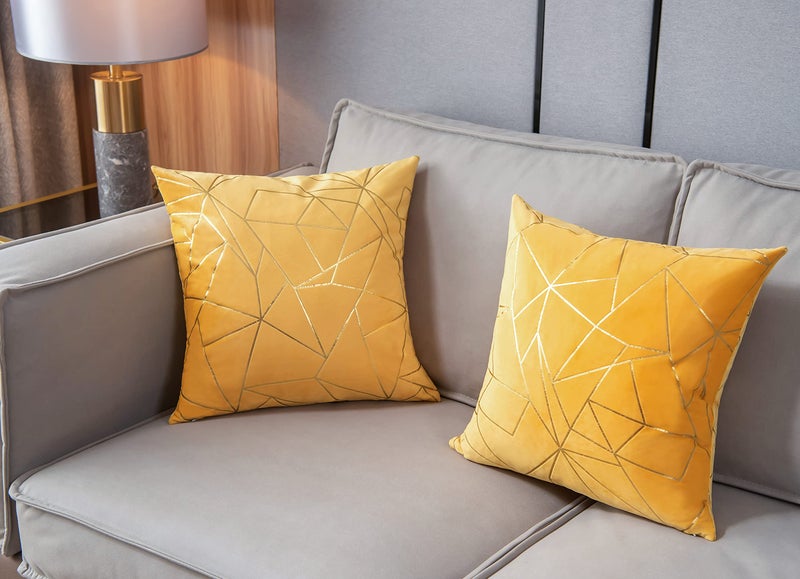 YONGLIU YONGLIU Throw Pillow Covers Velvet Decorative 2 Packs Ultra-Soft Cushion Case for Christmas Sofa Bedroom Car Living Room (Lemon Yellow  20""X20"")  - Image 3
