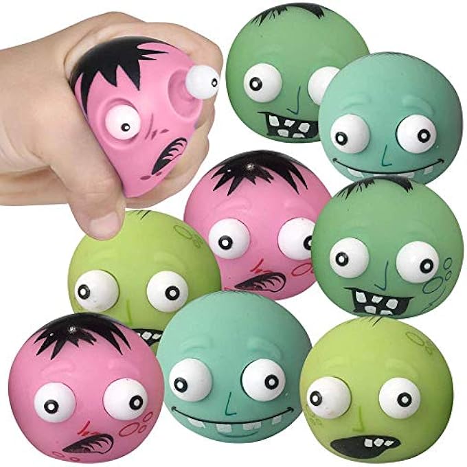 ArtCreativity Zombie with Pop Out Eyes, Set of 12, Fun Squeezy Stress Relief Toys for Kids, Halloween Party Favors and Non-Candy Trick or Treat Supplies, Birthday Goodie Bag Fillers - Image 1