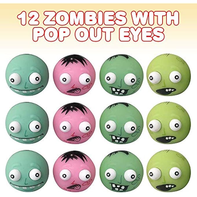 ArtCreativity Zombie with Pop Out Eyes, Set of 12, Fun Squeezy Stress Relief Toys for Kids, Halloween Party Favors and Non-Candy Trick or Treat Supplies, Birthday Goodie Bag Fillers - Image 2