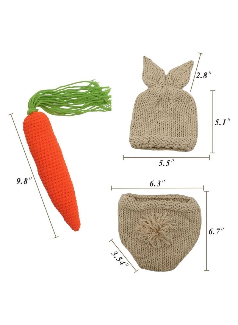 واي آند دي 3 دعائم تصوير للأطفال حديثي الولادة زي أرنب كروشيه طقم قبعة للصور من سن 0 إلى 6 أشهر - Image 5