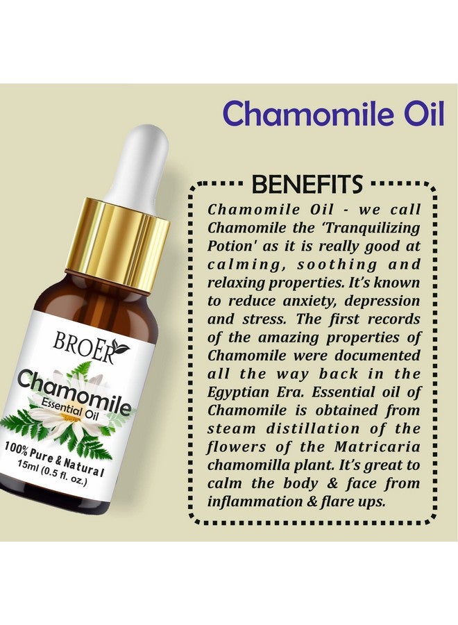 BROER Naturals Chamomile Essential Oil | Pure, Undiluted & Refreshing | Reduces Blemishes | Evens Skin Tone | for Skin Care, Hair Care & Aromatherapy | Cruelty Free & Vegan - (pack of 4) 60ml - Image 2